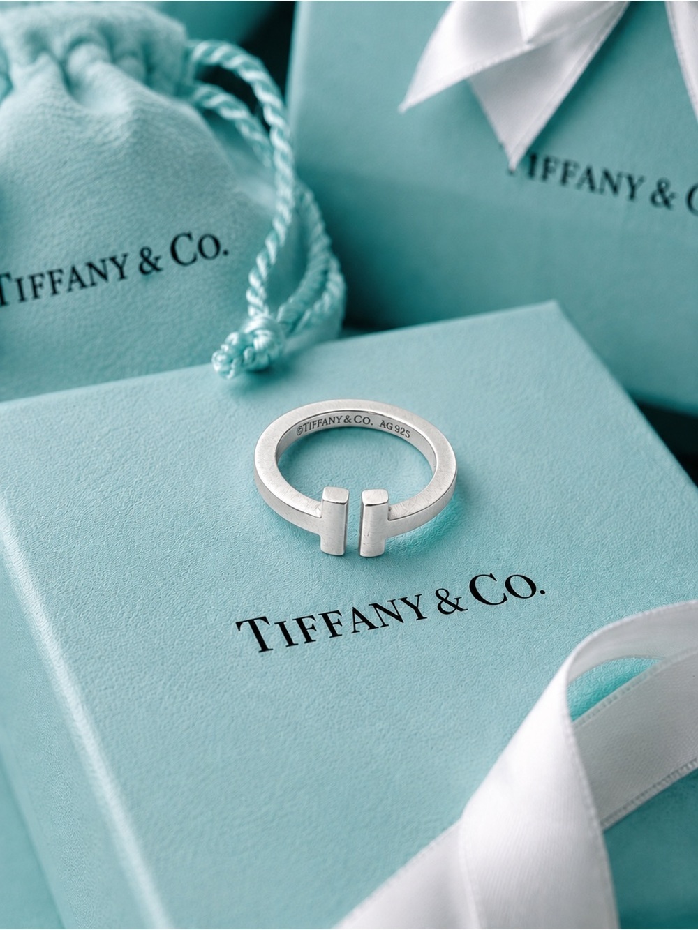 Tiffany & Co. Tiffany T Square Ring Sterling Silver Size 5.5